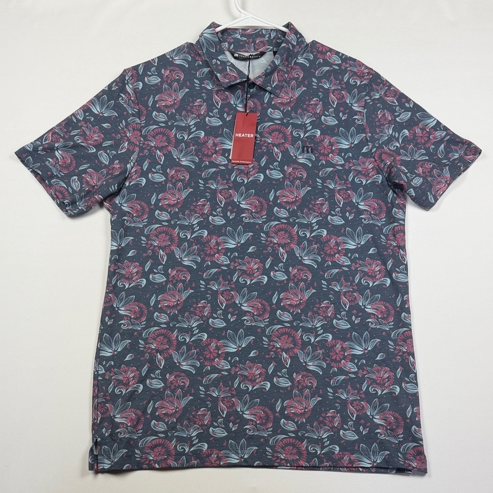 Travis Mathew Blue and Pink Floral Polo Shirt Men’s Large NWT!